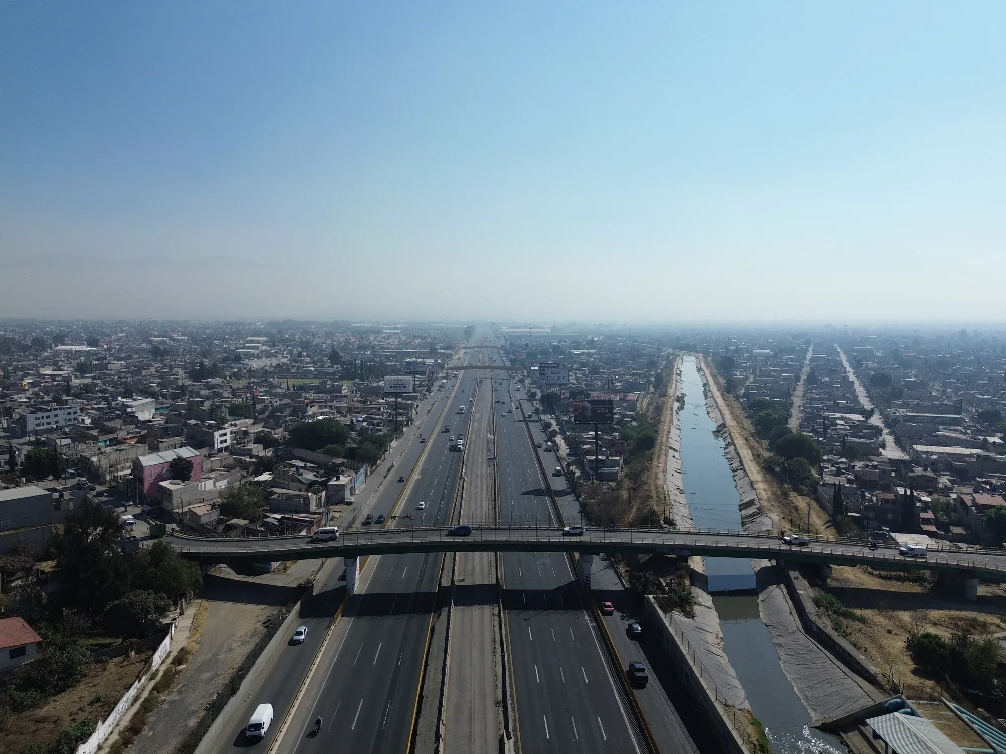 Corredor del trolebús en Ixtapaluca, panorámica aérea
